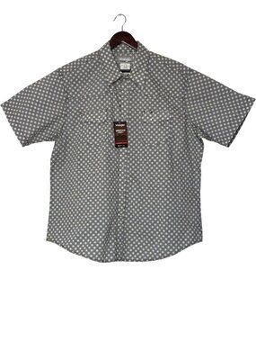 Wrangler Wrancher Men Short Sleeve Pearl Snap Shirt Geometric XXL Cowboy Western